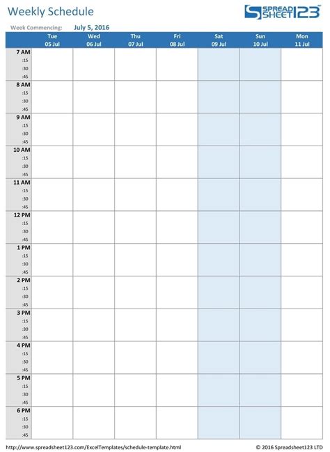 Schedule With Time Slots Am