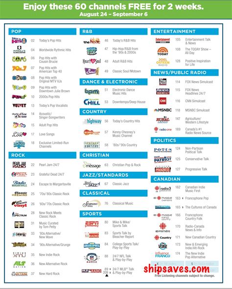 Sirius Xm Channel List Printable
