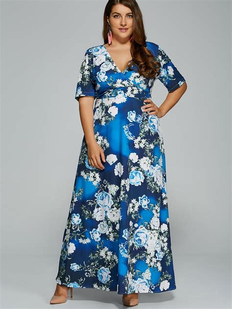 2018 Floral Print Maxi Plus Size Hawaiian Maxi Dress Floral Xl In Plus