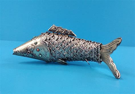 Vintage Collectible Copper Silver Plated Large Koi Fish Sculpture