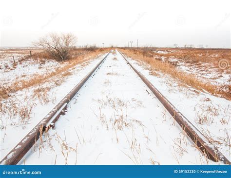 Landscape Of Snowy Train Tracks Stock Photo Image Of Journey