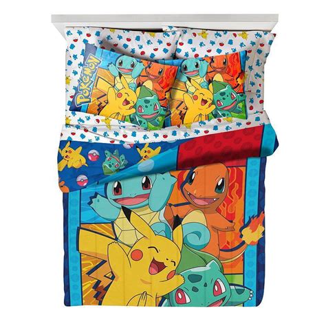 Pokemon Pikachu Reversible Twin Comforter And Sheets 4 Piece Bed In A