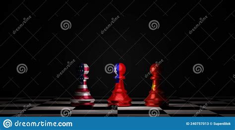 Chinese Taiwan Flag On Chess Between Usa And China On Chess Board For