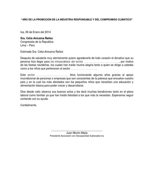 Carta Agradecimiento Apoyo Perú Invalidez
