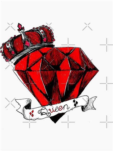 Queen Of Diamonds Sticker For Sale By Littlehorrors Redbubble