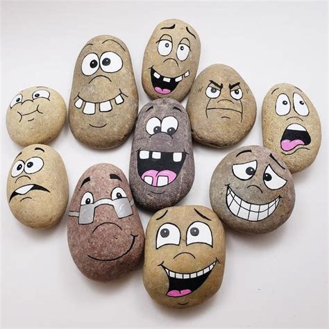 Downloadable Silly Faces Group 2 Rock Painting Tutorial Etsy Rock