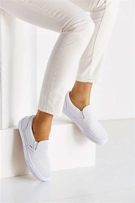 Lyst Vans Perforated Leather Slip On Sneaker In White