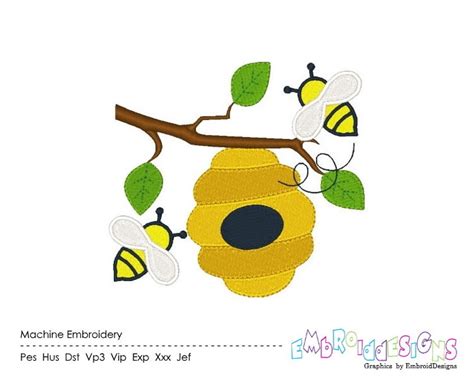Bee Machine Embroidery Design Honey Bee Embroidery Designs Etsy