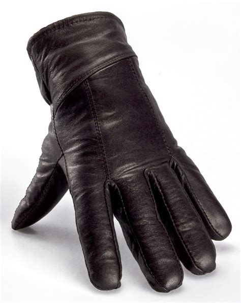 Nordvek Mens Sheepskin Lined Black Real Leather Gloves Genuine Winter
