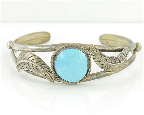 Silver Turquoise Southwestern Bracelet Vintage Sterling Cuff With Sky