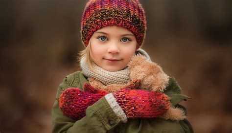 Little Girl Winter Cute Girl Gloves Beauty Copil Little Teddy