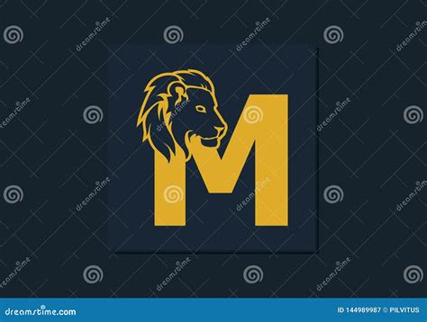Lion Head Inside Letter M Abstract Creative Emblem For Logotype