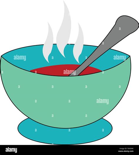 A Blue Bowl Of Tomato Soup Which Is Served Hot Vector Color Drawing Or