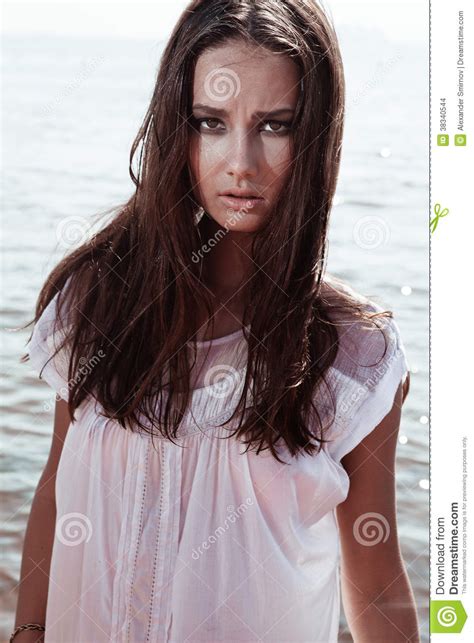Young Sexy Brunette On The Beach Stock Images Image 38340544