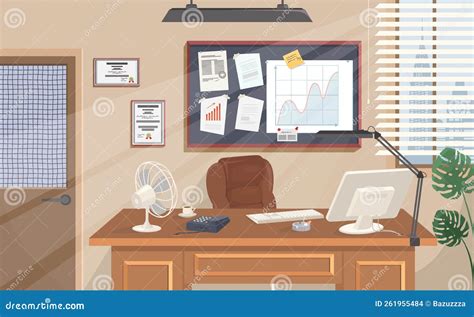 Boss Office Cabinet Vector Flat Interior Design Stock Vector