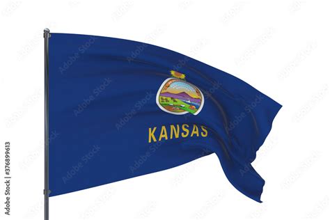 State Of Kansas Flag 3d Illustration Isolated On White Flags Of The