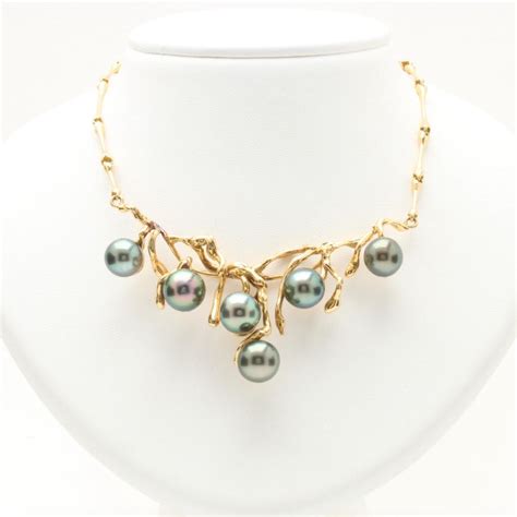 18k Yellow Gold Tahitian Pearl Necklace