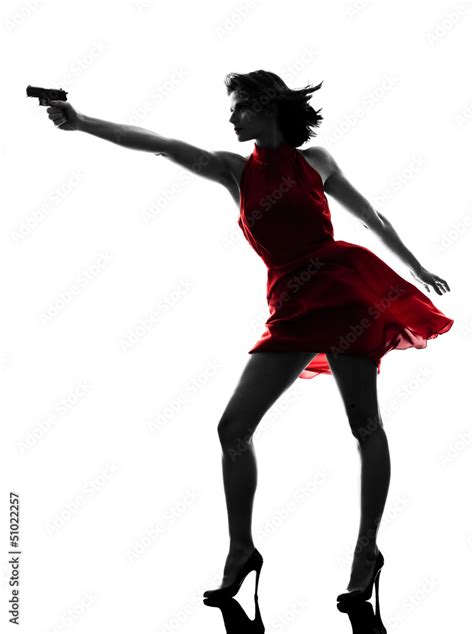 Sexy Woman Holding Gun Silhouette Stock Photo Adobe Stock
