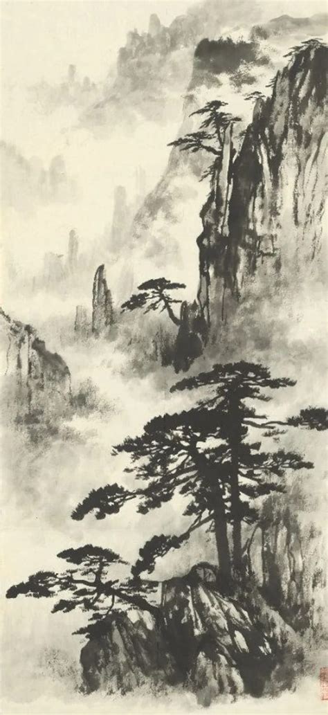 Mount Huangshan Minimal Shuimo Mountain Painting Ink Wash Painting