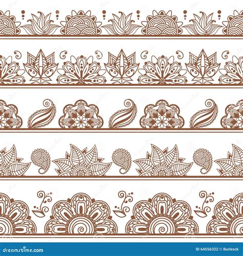Seamless Borders Or Patterns In Indian Style With Stock Vector