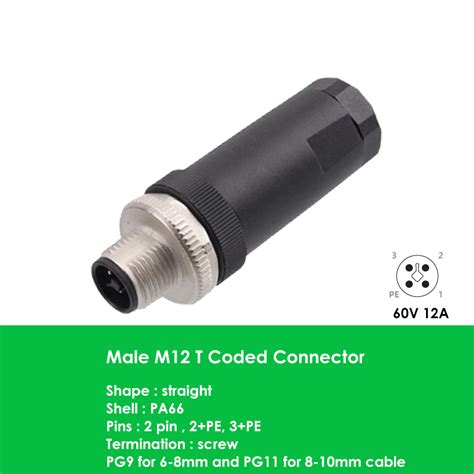 T Code M12 Connector Male Field Wireable Shine Industry