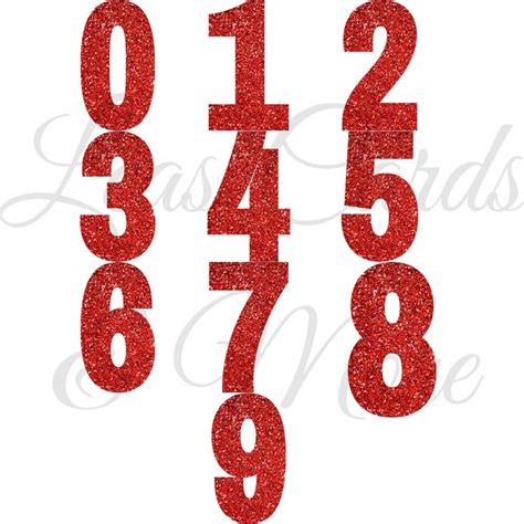 The Numbers Are Red Glitter On White