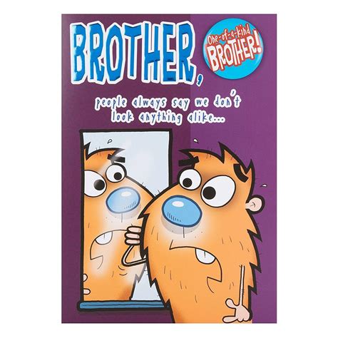 brother humour birthday card one of a kind with badge evercarts