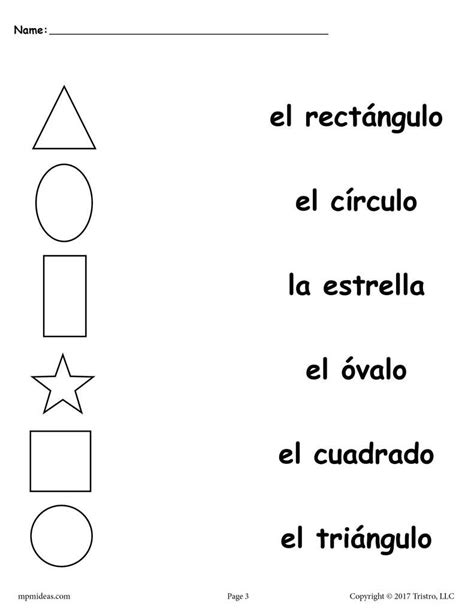 4 Free Spanish Shapes Matching Worksheets Preschool Spanish