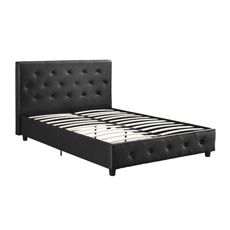 Dhp Dean Black Faux Leather Queen Metal Upholstered Bed In The Beds
