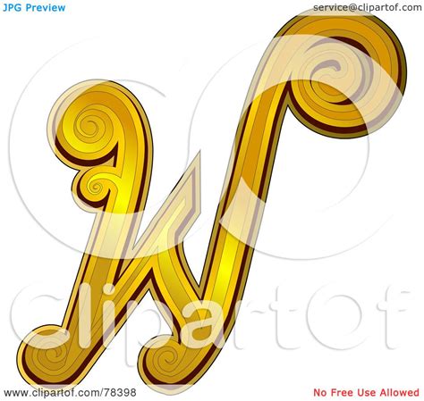 Royalty Free Rf Clipart Illustration Of An Elegant Gold Letter W By
