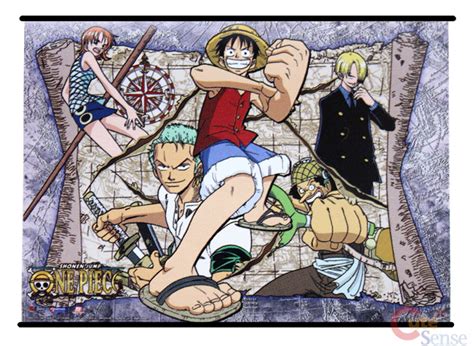 One Piece Wall Scroll Silk Screen Poster Fabric Banner Luffy Map Ge9928
