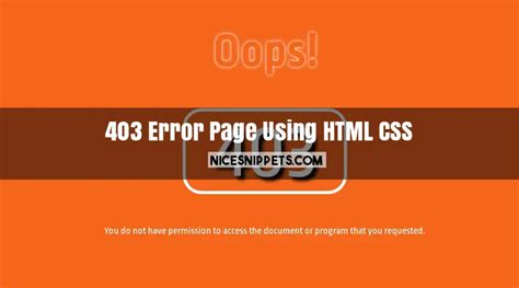 Forbidden Error 403 Page Design Using Htmlcss