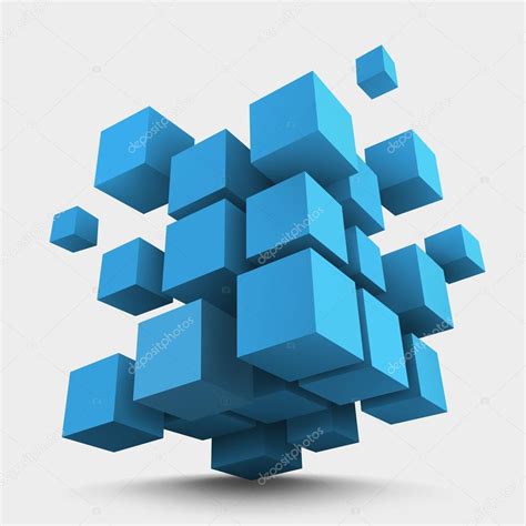 Composition Of Blue 3d Cubes — Stock Vector © Valex113 75332533