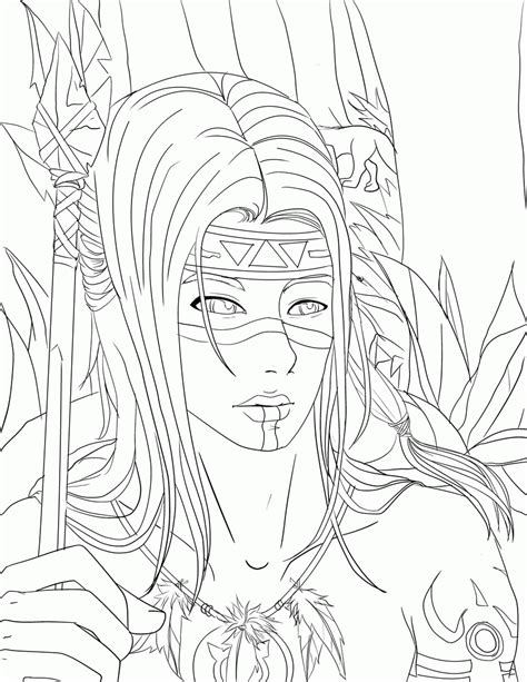 native american girl coloring page coloring pages