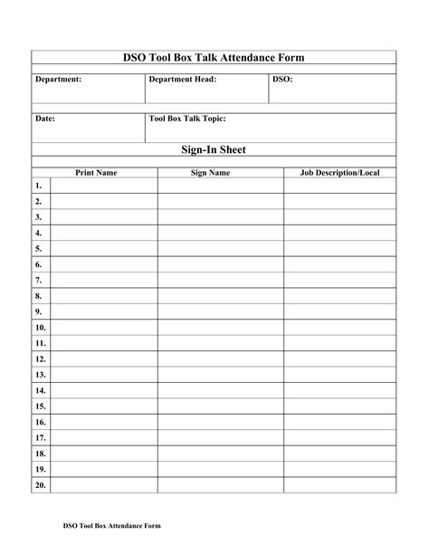 Form Absensi Toolbox Fill Out Printable PDF Forms Online