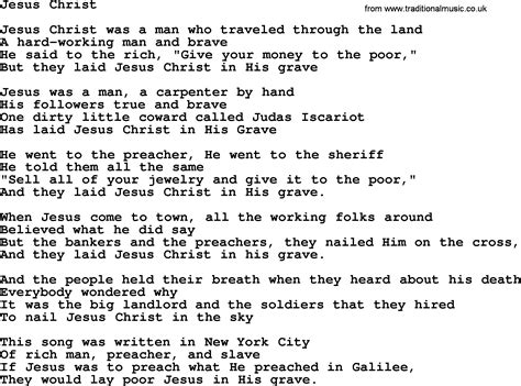 Woody Guthrie Song Jesus Christ Lyrics