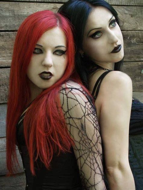 Hot And Beautiful Gothic Girls Redhead And Brunette Goth Beauty Goth Fashion Gothic Girls