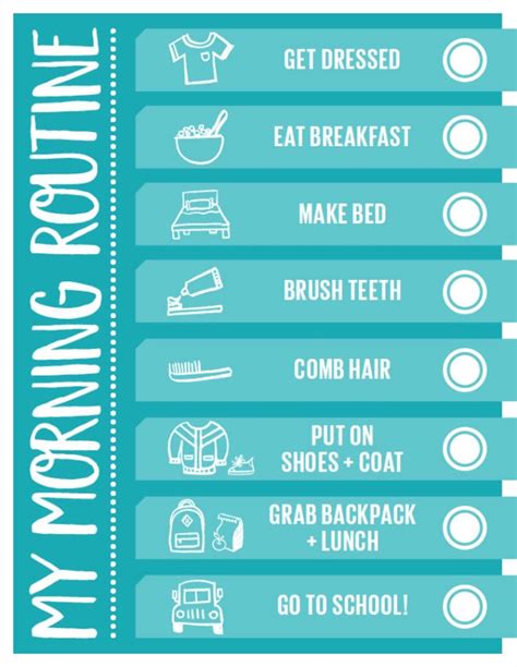 Printable Morning Routine Checklist Printable Word Searches