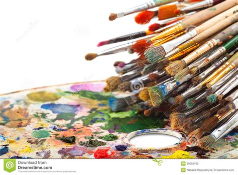 Art Brushes On Artist Palette Stock Photo Image Of Painter Drawing