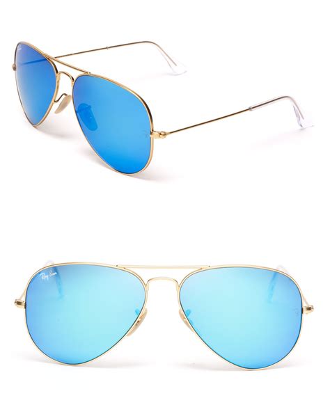 Ray Ban Mirror Aviator Sunglasses In Blue Matte Goldblue