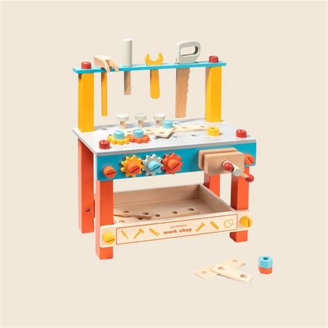 Robud Wooden Orange Kids Tool Bench Workbench Wgj01