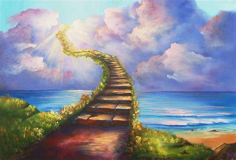 Stairway To Heaven Ocean Landscape Painting Christian Hd Wallpaper Pxfuel