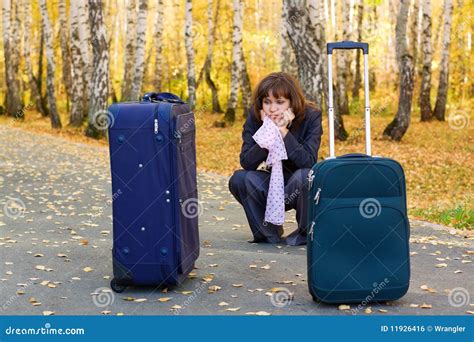 Sad Business Woman With A Bags Stock Photo Image Of Case Outdoor