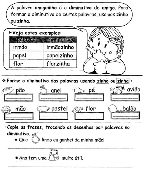 Atividades De Português 3º Ano Diminutivo Ler E Aprender