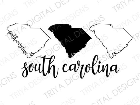 South Carolina Svg Bundle South Carolina Outline With Text State Of