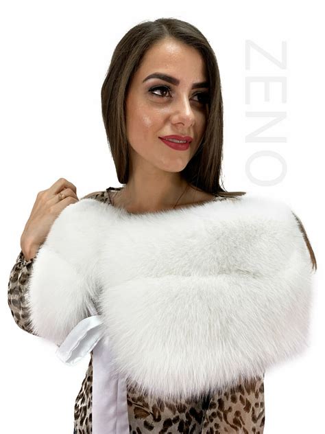 Arctic Fox Fur Shawl 47 Extra Wide Collar Pure White Stole Fur Wrap