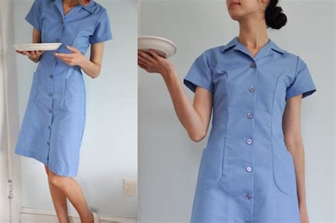 Sale Vintage Light Blue Waitress Uniform 60s By Occasionalvintage