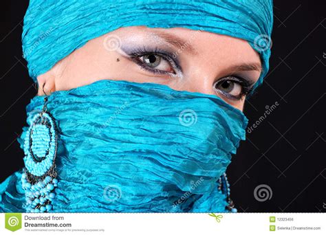 Muslim Girl With Blue Eyes Royalty Free Stock Image