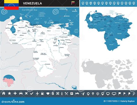 Venezuela Infographic Map Detailed Vector Illustration Stock