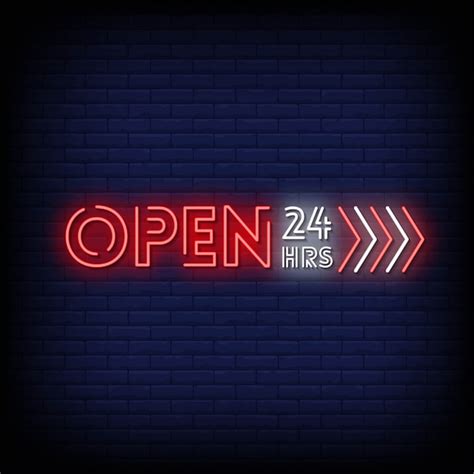 Premium Vector Open 24 Hours Neon Signs Style Text